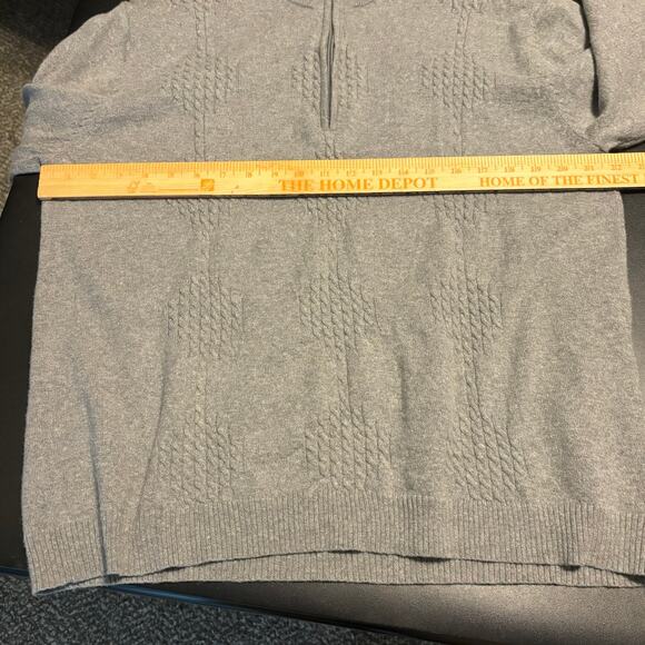 RS RAFFI Shaya Gray Cotton Wool Cashmere 1/4 Zip Sweater Mens Size XL Cable Knit - Picture 5 of 7